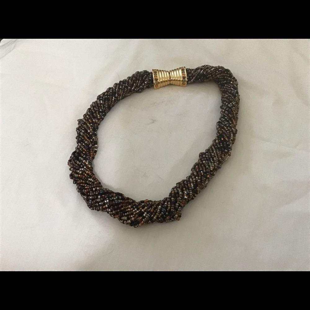 Joan Rivers brown colored seed bead necklace